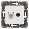 Розетка компьютерная + телевизионная 2-м Elegance 14-3110-01 RJ45 + TV IP20 механизм бел. Эра Б0034314 1231979 - фото 16674045