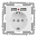 Розетка Accent 6-410-01М P+E Schuko со шторками 16А-250В + 2хUSB IP20 СУ бел. матов. Intro Б0063691 1931522 - фото 16674219