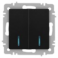 Выключатель Accent 6-105-05 двойн. с подсветкой 10А-250В IP20 СУ AL/CU антрацит Intro Б0063516 1931335 - фото 16674379