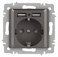 Розетка Accent 6-410-09 P+E Schuko со шторками 16А-250В + 2хUSB IP20 СУ титан Intro Б0063711 1931530 - фото 16674383