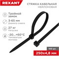 Хомут кабельный 4.8х250 тройной замок нейл. черн. (уп.100шт) Rexant 67-0251-5 1253924 - фото 16691107