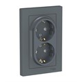 Розетка 2-м СП AtlasDesign 16А IP20 с заземл. защ. шторки в сборе грифель SE ATN000726 1240404 - фото 16691494