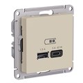 Розетка USB AtlasDesign тип A+C 45Вт высокоскор. ЗУ QC PD механизм песочн. SE ATN001229 1712813 - фото 16691525