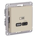 Розетка USB AtlasDesign тип C 65Вт высокоскор. ЗУ QC PD механизм песочн. SE ATN001227 1712817 - фото 16691557