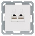 Розетка компьютерная 2-м RJ45 IP20 кат. 5E механизм бел. глянцевый Jasmart G6106W 1945157 - фото 16704285