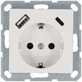Розетка Shuko 16А с заземл. защ. шторки с 2-мя заряд. устройствами USB тип A+C 25Вт механизм бел. глянцевый Jasmart G5501USB-25W 1945145 - фото 16704289