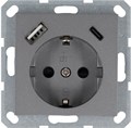Розетка Shuko 16А с заземл. защ. шторки с 2-мя заряд. устройствами USB тип A+C 25Вт механизм алюм. Jasmart G5501USB-25S 1945143 - фото 16704409