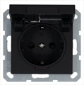 Розетка 1-м Shuko 16А IP20 с заземл. защ. шторки с крышкой механизм черн. матов. soft touch Jasmart G5505PB 1945134 - фото 16704410