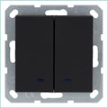 Выключатель 2-кл. 10А IP20 с подсветкой механизм черн. матовый soft touch Jasmart G3023NPB 1944940 - фото 16704519