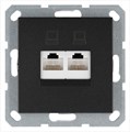 Розетка компьютерная 2-м RJ45 IP20 кат. 5E механизм антрацит Jasmart G6106B 1945156 - фото 16704529