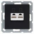 Розетка компьютерная 2-м RJ45 IP20 кат. 5E механизм черн. матов. soft touch Jasmart G6106PB 1945160 - фото 16704752