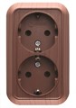 Розетка 2-м ОП 16А IP20 с заземл. орех Makel 45482 127295 - фото 16704811