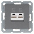 Розетка компьютерная 2-м RJ45 IP20 кат. 5E механизм алюм. Jasmart G6106S 1945155 - фото 16704860