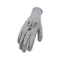 Перчатки трикотажные порезостойкие с полиуретановым покрытием ладони и кончиков пальцев, серые 8565 - фото 16716495