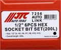 JTC-7256 - Набор головок торцевых и насадок 1/2" 6-ти гранных H5-H12 удлиненные 6 предметов в кейсе JTC - 
Размер 1/2" Dr. H5, H6, H7, H8, H10, H12.
Длина: 200 мм. JTC-7256 - фото 16725643