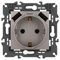 Розетка ЭРА Elegance 14-4109-16 2P+E 16A-250В штор. с 2xUSB 5В-3А титан Эра Б0065775 1952990 - фото 16735640