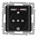 Розетка Accent 6-410-05 P+E Schuko со шторками 16А-250В + 2хUSB IP20 СУ антрацит Intro Б0063698 1931526 - фото 16735751