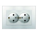 Розетка 2-м СП Афина 16А IP20 с заземл. в сборе серебр. Universal A0128-S 1734427 - фото 16736451