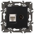 Розетка компьютерная + телевизионная 2-м Elegance 14-3110-05 RJ45 + TV IP20 механизм антрацит Эра Б0034318 1231983 - фото 16737462