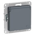Розетка 1-м СП AtlasDesign 16А IP20 с заземл. защ. шторки с крышкой механизм грифель SE ATN000746 1240415 - фото 16737668