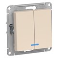 Выключатель 2-кл. СП AtlasDesign 10А IP20 (сх. 5а) 10AX с подсветкой механизм беж. SE ATN000253 1240205 - фото 16737675