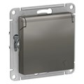Розетка 1-м СП AtlasDesign 16А IP20 с заземл. защ. шторки с крышкой механизм сталь SE ATN000946 1240501 - фото 16737676