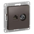 Розетка компьютерная + телевизионная 2-м AtlasDesign RJ45 кат.5E + TV механизм мокко SE ATN000689 1240386 - фото 16737713