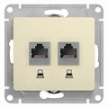 Розетка компьютерная 2-м Glossa RJ45 кат.5E механизм беж. SE GSL000285KK 463578 - фото 16737903