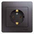 Розетка 1-м СП Glossa 16А IP20 250В с заземл. в сборе графит SE GSL001342 454420 - фото 16737937
