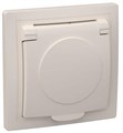 Розетка 1-м СП Кварта РСб10-3-ККм 16А IP20 с заземл. с крышкой крем. IEK ERK15-K33-16-DM 245477 - фото 16738652
