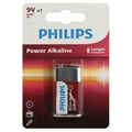 Элемент питания алкалиновый "крона" 6LR61 9В Power (блист. 1шт) Philips Б0062717 1817599 - фото 16739993