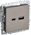 Розетка BRITE USB A+C 18Вт РЮ11-1-БрШ механизм шампань IEK BR-U22-018-K37 1679764 - фото 16740539