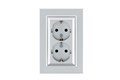 Розетка 2-я с/з СП Karea 16А IP20 серебр. Makel 56065082 1600172 - фото 16740904