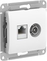 Розетка компьютерная + телевизионная 2-м Glossa RJ45 кат.5E + TV механизм бел. SE GSL000189 1402906 - фото 16741170