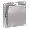 Розетка 1-м СП AtlasDesign 16А IP20 с заземл. защ. шторки с крышкой механизм алюм. SE ATN000346 1240243 - фото 16741712