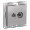 Розетка компьютерная + телевизионная 2-м AtlasDesign RJ45 кат.5E + TV механизм алюм. SE ATN000389 1240257 - фото 16741719