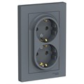 Розетка 2-м СП AtlasDesign 16А IP20 с заземл. в сборе грифель SE ATN000724 1240403 - фото 16741727