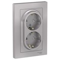 Розетка 2-м СП AtlasDesign 16А IP20 с заземл. защ. шторки в сборе алюм. SE ATN000326 1240232 - фото 16741734