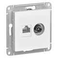 Розетка компьютерная + телевизионная 2-м AtlasDesign RJ45 кат.5E + TV механизм бел. SE ATN000189 1240163 - фото 16741740