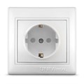 Розетка 1-м СП Севиль 16А IP32 с заземл. защ. шторки бел. UNIVersal С0049 385133 - фото 16742283