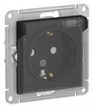 Розетка 1-м СП AtlasDesign Aqua 16А IP44 с заземл. защ. шторки с прозр. крышкой механизм карбон SE ATN441046 1324376 - фото 16743442