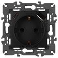 Розетка ЭРА Elegance 14-4108-05 2P+E 16A-250В со шторками с USB type-A+C 5В-3А антрацит Эра Б0067724 1952987 - фото 16743451