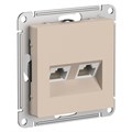 Розетка компьютерная 2-м AtlasDesign RJ45+RJ45 кат.5E механизм песочн. SE ATN001285 1712781 - фото 16744499
