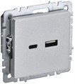 Розетка BRITE USB A+C 18Вт РЮ11-1-БрА механизм алюм. IEK BR-U22-018-K47 1679770 - фото 16744568