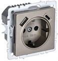 Розетка BRITE РЮш11-1-БрШ 16А с USB A+C 18Вт с заземл. защ. шторки механизм шампань IEK BR-R14-16-U22-018-K37 1679762 - фото 16744571