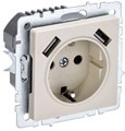 Розетка BRITE РЮш10-1-БрКр 16А с USB A+A 2.1А с заземл. защ. шторки механизм беж. IEK BR-R14-16-U21-D21-K10 1679748 - фото 16744607