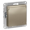 Розетка 1-м СП AtlasDesign 16А IP20 с заземл. защ. шторки с крышкой механизм шампань SE ATN000546 1240329 - фото 16745728