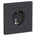 Розетка 1-м СП AtlasDesign 16А IP20 с заземл. защ. шторки в сборе карбон SE ATN001044 1240542 - фото 16745734