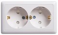 Розетка 2-м ОП Хит 16А IP20 с заземл. защ. шторки бел. SE RA16-239-B 458408 - фото 16745993