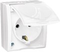Розетка 1-м ОП Simon15 16А IP54 250В с заземл. Schuko защ. шторки с крышкой винт. клеммы бел. Simon 1594432-030 159966 - фото 16746887